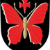 Square wappen schmetterling rot